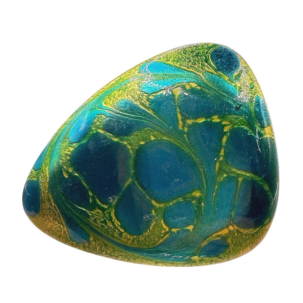 Vintage Modernist Enamel On Copper Brooch Pendant Blue Green Signed A Gagnon MCM